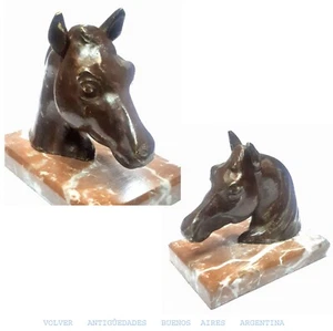 Interesting old paperweight bronze horse head on marble base - Picture 1 of 6