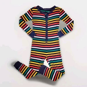 Old Navy Kid's Size XS(5) Long One-piece Crazy Stripe Button Up Footless Pajamas - Picture 1 of 7