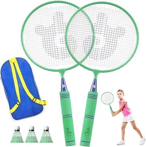 Kids Badminton Set w/ Soft Grip, Light Shuttlecocks & Bag, 2 Player - Picture 1 of 9
