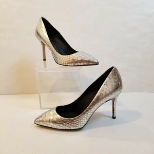 Zapatos de salón Giuseppe Zanotti 35 5 metálicos plateados pitón puntero punta - Imagen 1 de 7