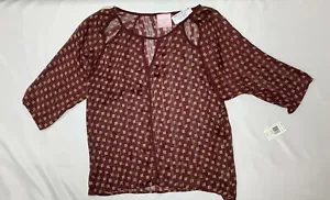 Romeo and Juliet Couture Damenbluse weinrot transparent 1/2-Arm Größe Medium neu mit Etikett - Bild 1 von 3