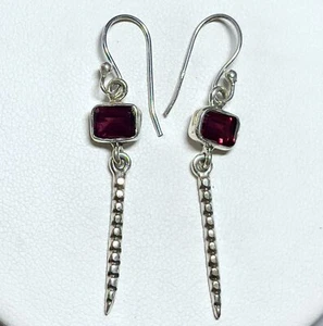 Natural Garnet 925 Sterling Silver Earrings Jewelry JY1440 - Picture 1 of 1
