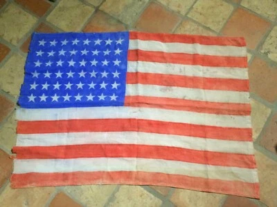 WW2 US ARMY GI DRAPEAU AMERICAIN USA 67X94 cm FLAG 48 ETOILES MATERIEL ORIGINAL - Photo 1/4