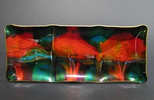 60er Jahre Setusee Glasgeschirr Schale von Mayfair, handbemalt, Schweinslederrücken abstrakt - Bild 1 von 7