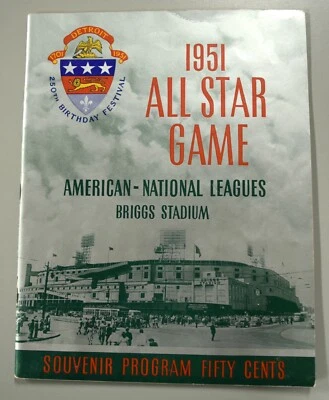 1951 MLB All Star Game Official Souvenir Program Briggs Stadium Detroit Scored - Image 1 of 3