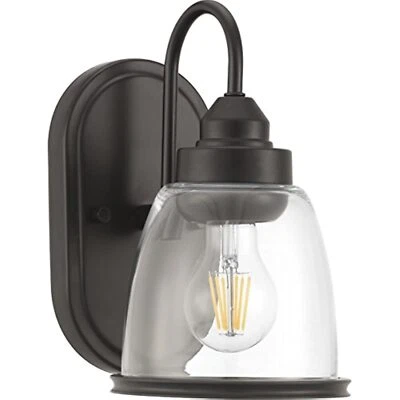 Tocador de baño costero de vidrio transparente Saluda Collection 1 luz bronce antiguo Foto 1 de 2