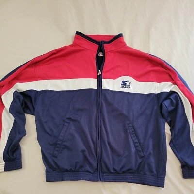 Chaqueta De Colección Starter EE. UU. Cremallera Roja Blanca Azul Bordada Talla Mediana Corta 🔥 Foto 1 de 4