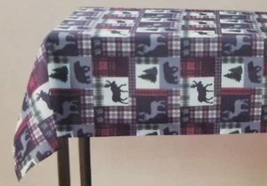 Printed Fabric Tablecloth,60"x102"Oblong, WOODLAND ANIMALS PATCHWORK,Main Street - Picture 1 of 14