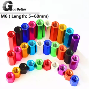 M6 Spacer Female Thread Pillar Hexagonal Aluminium Stud Standoff Hex Colorful - Picture 1 of 8
