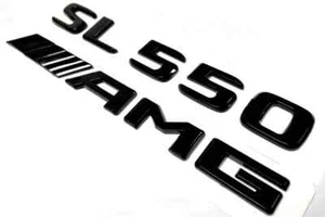 SCHWARZ SL550 + AMG ERSATZ FÜR MERCEDES HECK KOFFERRAUM EMBLEM BADGE AUFKLEBER DECKEL - Bild 1 von 2