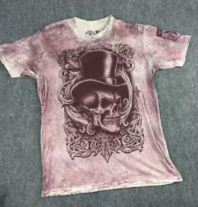 Affliction Live Fast Totenkopf Zylinder Hut abgenutzt mehrfarbig weinrot Herren Größe XL - Bild 1 von 8