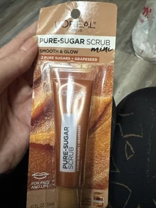 L'OREAL Lip Scrub Womens .67 Oz 3 Pure Sugar Smooth And Glow Grapeseed NEW - Picture 1 of 2