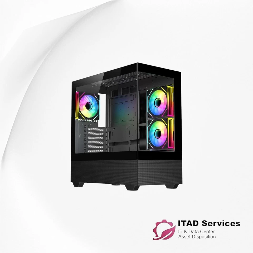 DIYPC ARGB-N5-BK Black USB3.0/Type C ATX Mid Tower Gaming PC Case - Image 1 of 1