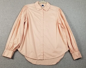 Old Navy Top Womens Small S Light Pink Smocked Button Down Shirt Feminine Poplin - Picture 1 of 11