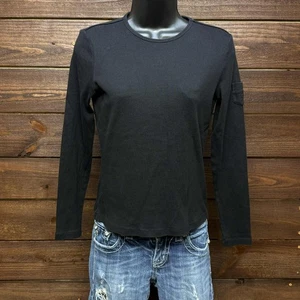 Lauren Ralph Lauren Shirt Womens Size Petite P/P Black Long Sleeve 100% Cotton - Picture 1 of 24
