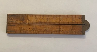 Vintage Stanley No. 73 1/4E Folding Boxwood Ruler With Brass Fittings 24” - Image 1 of 4