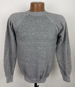 Vintage 80s Tri-blend Sweatshirt Mens Small Discus Heather Gray Blank Raglan - Picture 1 of 12