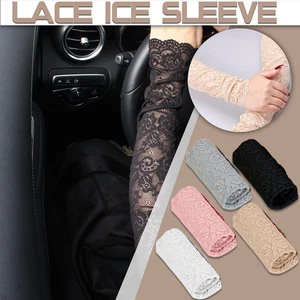 Women Lace Arm Cooling Mesh Sleeves UV Protection Long Fingerless Gloves Summer - Picture 1 of 23