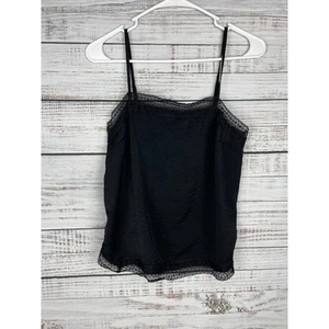 Abercrombie & Fitch Y2K schwarzes Trägertop Satin Spitzenbesatz kastig witchy Small - Bild 1 von 8
