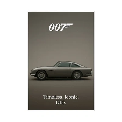 Aston Martin DB5 плакат - Джеймс Бонд 007 классический автомобиль настенное искусство - Изображение 1 из 4