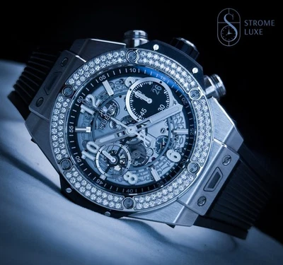 Moldura de diamante Hublot Big Bang Unico 42 titânio fábrica B&P 441.NX.1170.RX.1104  - Imagem 1 de 4