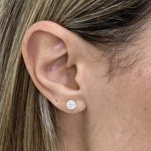 Diamond Stud Earrings SI1 F Round 1 Ct Lab created 14K Rose Gold 4 Prong - Picture 1 of 11