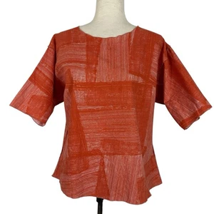 Ellen Hauptli Shirt Damen Small Orange Woven Art to Wear Lagenlook Lagom Top - Bild 1 von 10