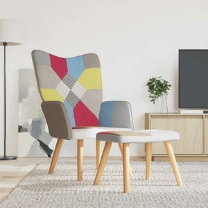 vidaXL Poltrona Relax con Poggiapiedi in Tessuto Patchwork - Foto 1 di 10