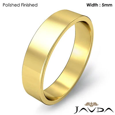 Alianza de boda anillo plano corte tubo 5 mm mujer liso oro amarillo 14k 4,6 gm talla 6-6,75 Foto 1 de 4