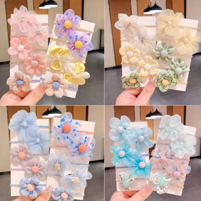 girls toddler hair accessories ties bobbles elastic bands fabric flower gift uk
