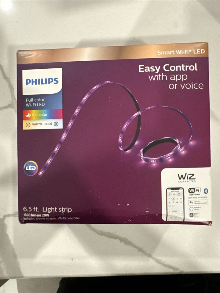 Philips 6.5ft Smart LED Light Strip 20W Wi-Fi Full Color, 1600 Lumens - Image 1 of 1