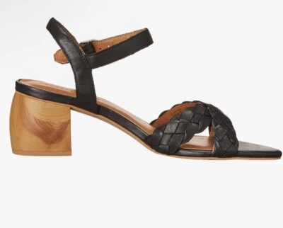 Lucky Brand Women’s Nattika Braided Heeled Leather Sandal Black Sz 11 - Image 1 of 4