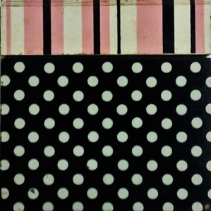 NWT Wooden Trinket Box-Pink, White & Black Stripes, Polka Dots 4.50"T (1 ding_ - Picture 1 of 4