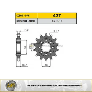 POUR KTM SUPER ADVENTURE S ABS 1290 2017 PIGNON SUNSTAR PAS 525 AVEC 17 DENTS - Imagen 1 de 1