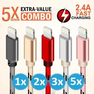5 X Fast USB Charger cord Charging Cable For Apple iPhone 7 8 X 11 12 13 14 ipad - Picture 1 of 8