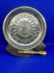 Vintage Dart board BarStyle Silver Tone coin/ash/trinket tray Bar game design - Picture 1 of 9