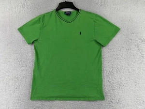 Polo Ralph Lauren Shirt Youth Extra Large Green Short Sleeve Cotton Pony V-Neck - Picture 1 of 14