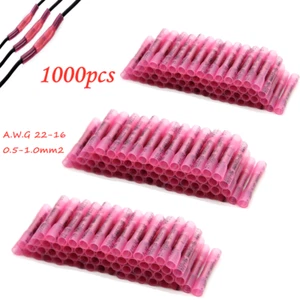 1000PCS Waterproof Heat Shrink Butt Wire Connectors Crimp Terminals 16-22 Gauge - Picture 1 of 12