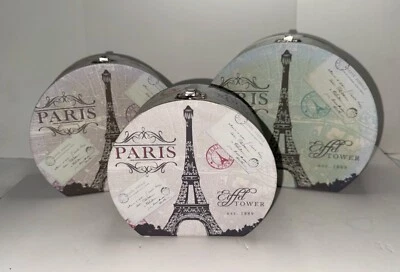 Paris Torre Eiffel Conjunto Caixa de 3 Azul, Cinza e Bege - Imagem 1 de 4