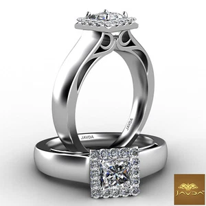 Halo Filigree Princess Diamond French Pave Engagement Ring GIA D Color SI1 0.7Ct - Picture 1 of 5