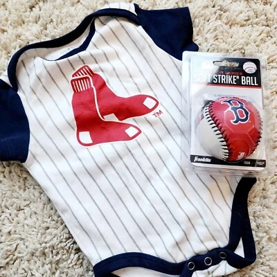 Boston Red Sox: One-Piece (+ Baseball), Size Boys 6-9M, Color White, NWT - Image 1 of 4
