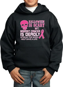 Buy Cool Shirts Kids Breast Cancer Hoodie Halloween Scary - Picture 1 of 5