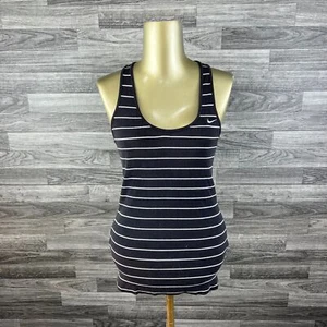 NIKE Scoop Neck Sleeveless Black Striped Tank Top Girl's Size Medium - Picture 1 of 12