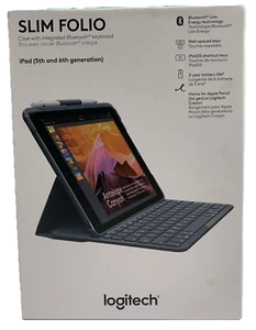 Logitech Slim Folio Keyboard/Cover Case Folio w/Bluetooth for iPad 5th/6th Gen - Picture 1 of 11