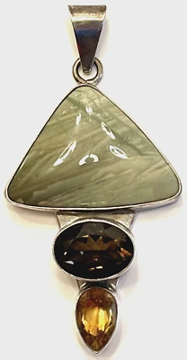 Ágata vintage CHARLES ALBERT? Pingente de pedra preciosa esterlina 925 quartzo fumê citrino - Imagem 1 de 4