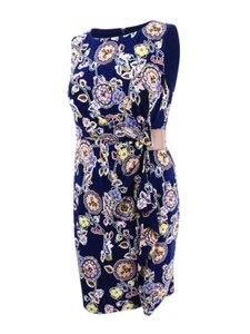 Tommy Hilfiger Women's Embellished Wrap Dress (14, Navy Multi) - Picture 1 of 2