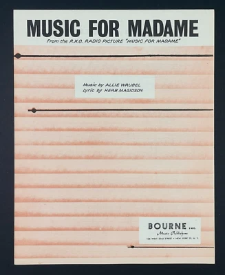 Music For Madame RKO Radio Movie 1937 Vintage Sheet Music Piano Wrubel Magidson - Image 1 of 3