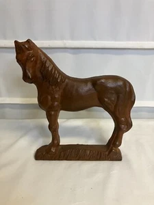 Western Style Brown Cast Iron Horse Doorstop Wedge 8" x 6" x 2" EC! - Picture 1 of 8