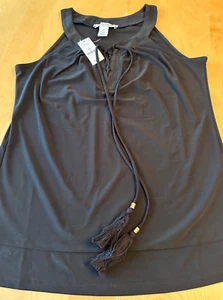 TOP DONNA NUOVO CON ETICHETTE WHITE HOUSE BLACK MARKET DALIA DAVANTI PIZZO NAPPA NERO TAGLIA XS - Foto 1 di 6