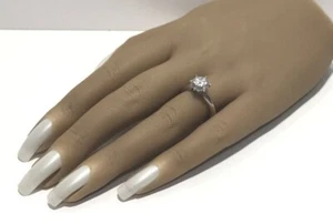 14K WHITE GOLD CZ SOLITAIRE WOMEN ENGAGEMENT RING SZ 8 - Picture 1 of 12